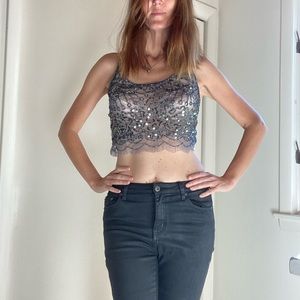 MILLAU cropped sequin top
